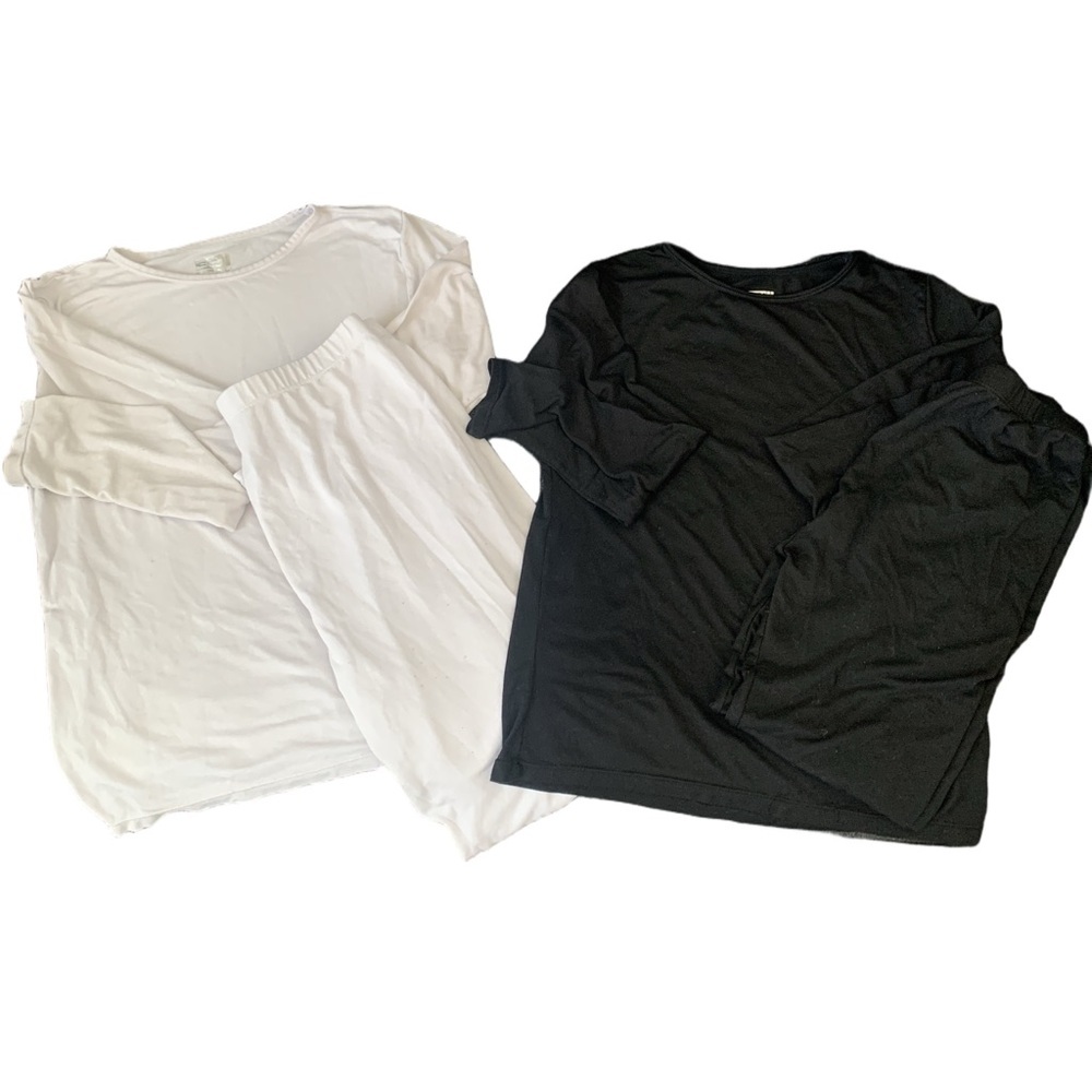 32 Degrees Hot White & Black Long Sleeve Pants Thermal Set